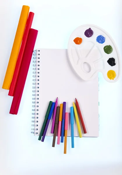 Back to school, Notepad with supplies — Stock Photo, Image