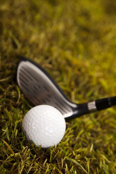 Golfball auf Abschlag im Fahrer — Stockfoto