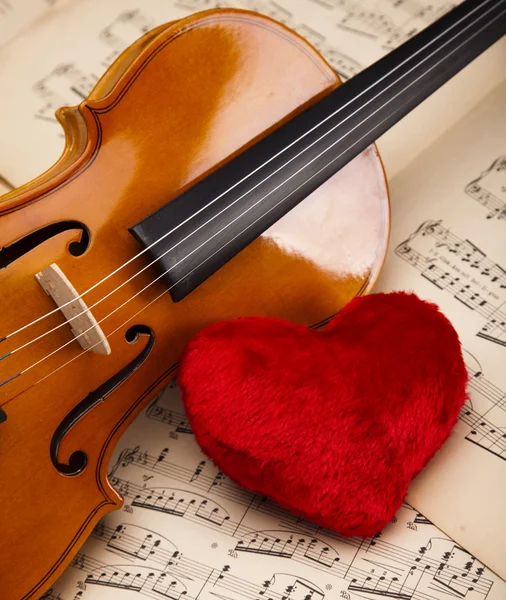 Valentine violin — Stock Photo, Image