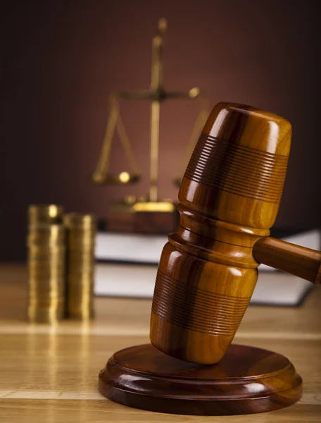 Law theme, mallet of judge, wooden gavel — Stock Photo, Image