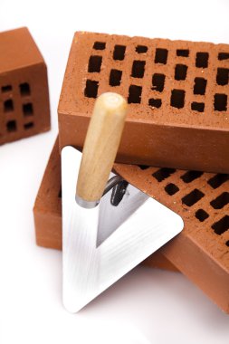 İnşaat aracı, tuğla arka plan