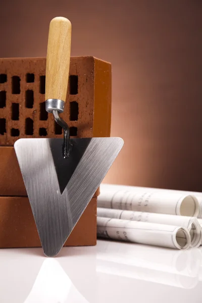 Trowel and bricks — Stock Photo, Image