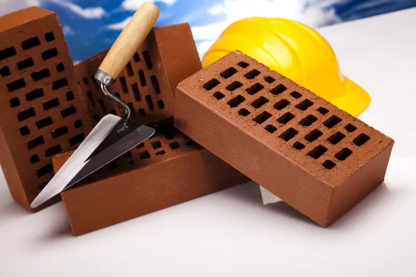 Outil de construction, Fond de brique — Photo