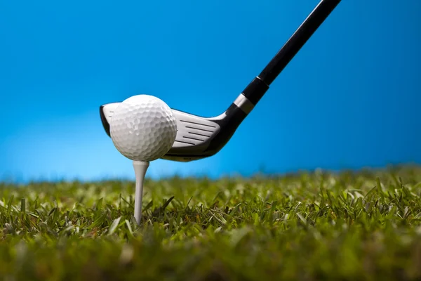 Pelota de golf en prado verde, conductor —  Fotos de Stock