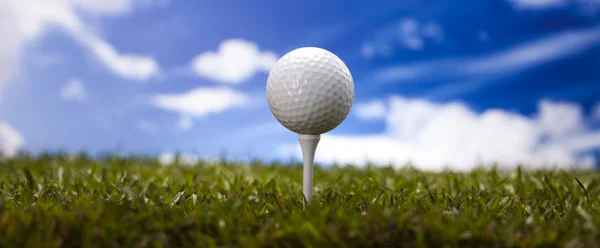 Golfball auf der grünen Wiese — Stockfoto