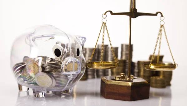 Piggy bank and money — Stock Photo, Image