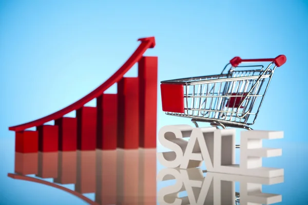 Growth chart, Shopping cart — Stock Photo, Image