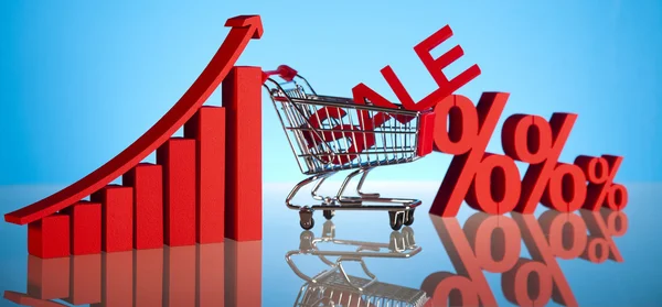 Concept discount, Shopping cart with sale — Stock Photo, Image