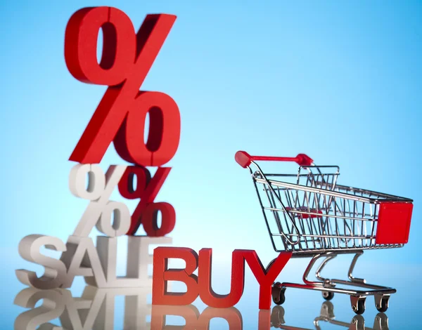 Carrinho de compras Percentagem — Fotografia de Stock