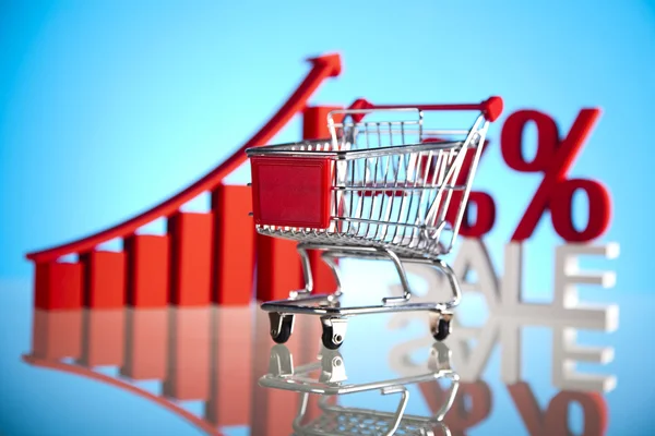 Growth chart, Shopping cart — Stock Photo, Image