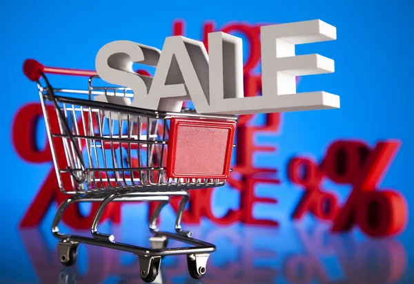 Concept discount, Shopping cart with sale — Stock Photo, Image