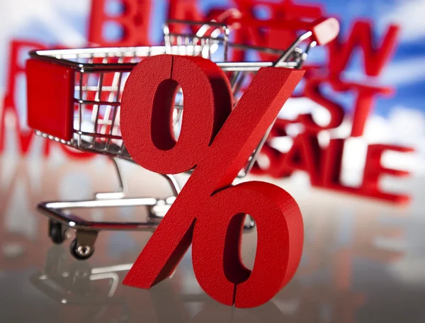 Shopping trolley Percent — Stock Photo, Image