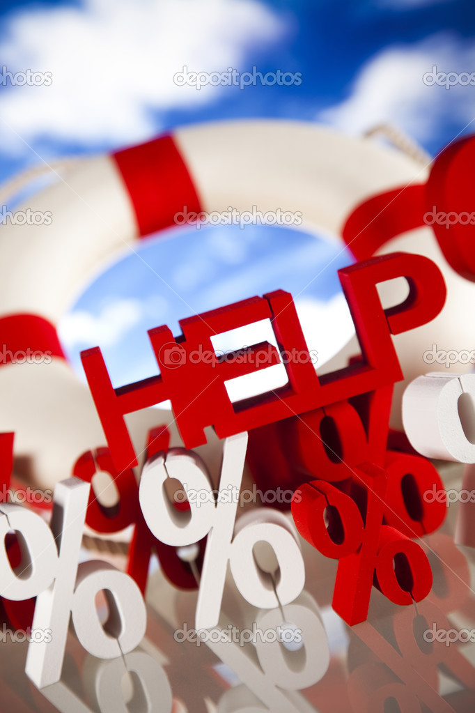 Life buoy with percent, Help in finance