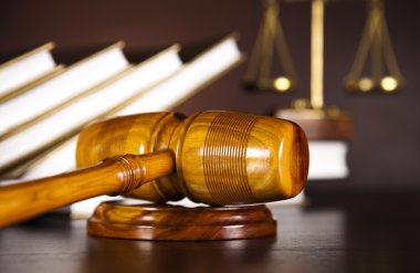 Scales of justice, gavel and books clipart