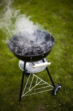Grill on green grass