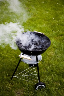 Grill on green grass