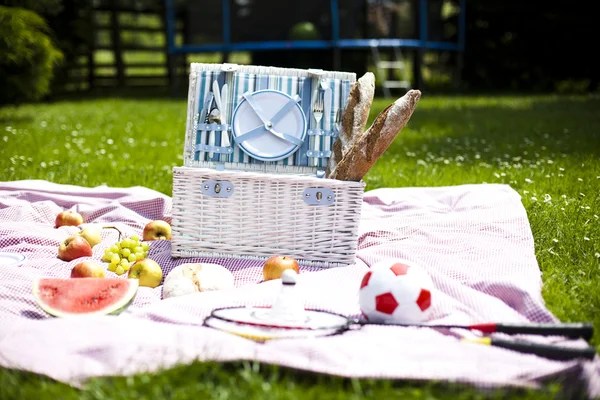 Picknick i gräset — Stockfoto