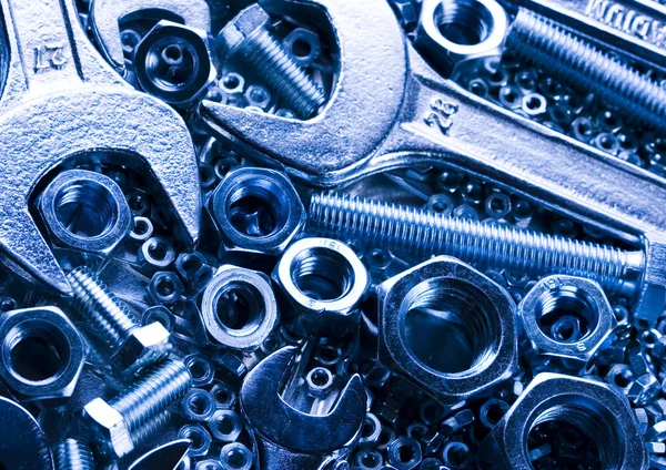 Spanners, nuts and bolts — Stock Photo, Image