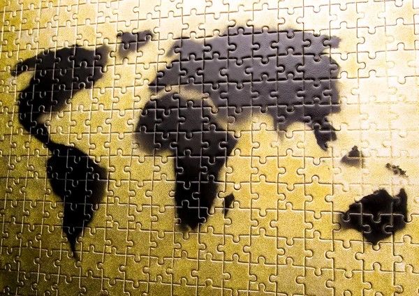 Puzzle mapa do mundo — Fotografia de Stock