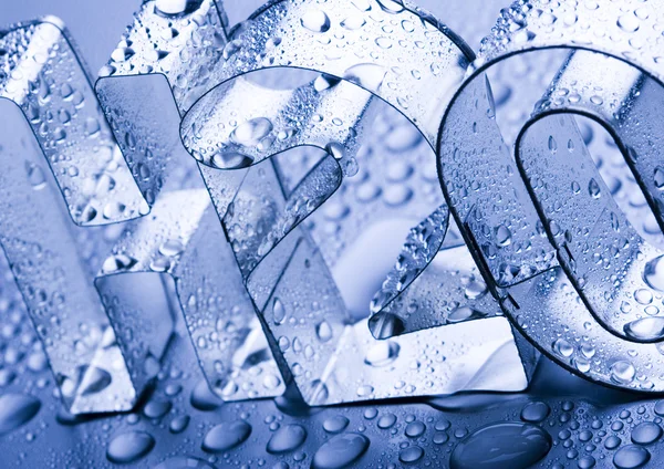 H2O letters and waterdrops — Stock Photo, Image