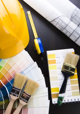 ev planı üzerinde arka plan ile seçim için renk örnekleri