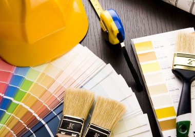 ev planı üzerinde arka plan ile seçim için renk örnekleri