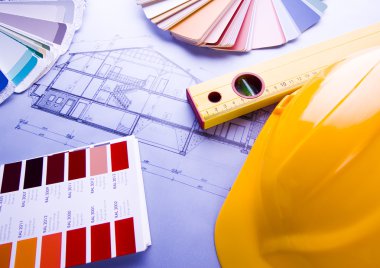 ev planı üzerinde arka plan ile seçim için renk örnekleri
