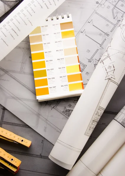 Muestras de color & Plan de arquitectura — Foto de Stock
