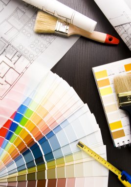 ev planı üzerinde arka plan ile seçim için renk örnekleri