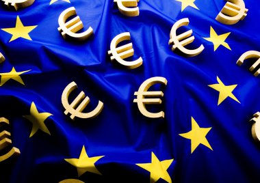 euro simgesi ile Avrupa Birliği bayrağı