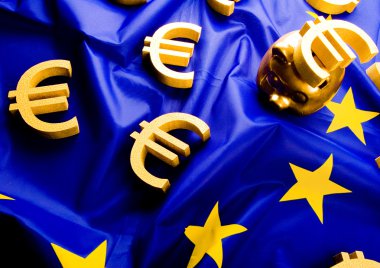 euro simgesi ile Avrupa Birliği bayrağı