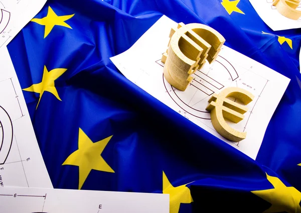 Euro sign on the flag — Stock Photo, Image