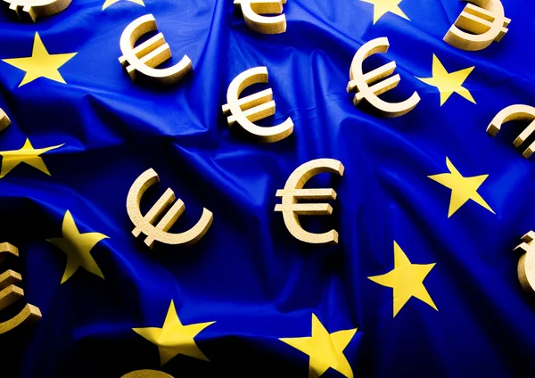 Flag of European Union with euro sign — Stock Photo, Image