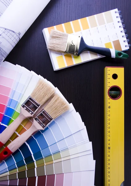 Vzorky barev & plán architektury — Stock fotografie
