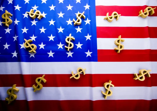 U.S.A flag & Dollar signs — Stock Photo, Image