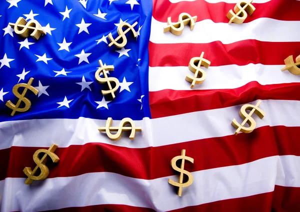 US-Flagge & Dollarzeichen — Stockfoto