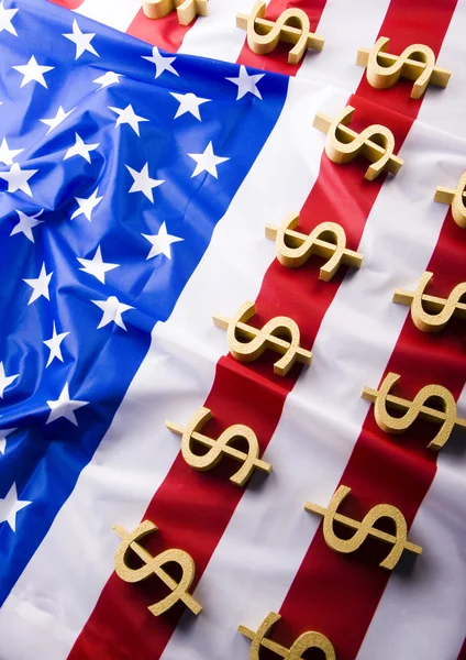 US-Flagge & Dollarzeichen — Stockfoto