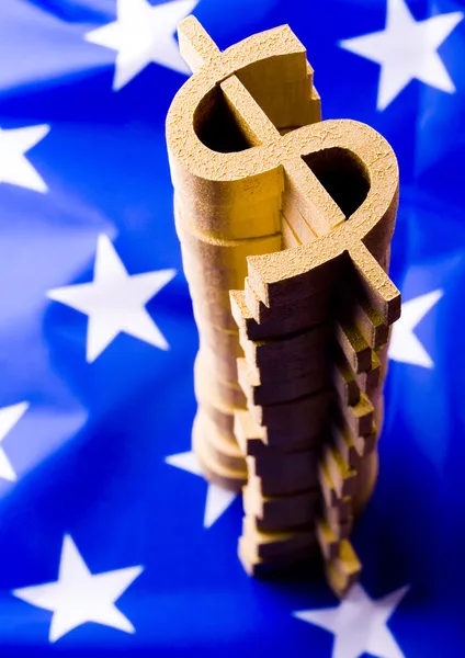 ABD bayrağı ve dolar işareti — Stok fotoğraf