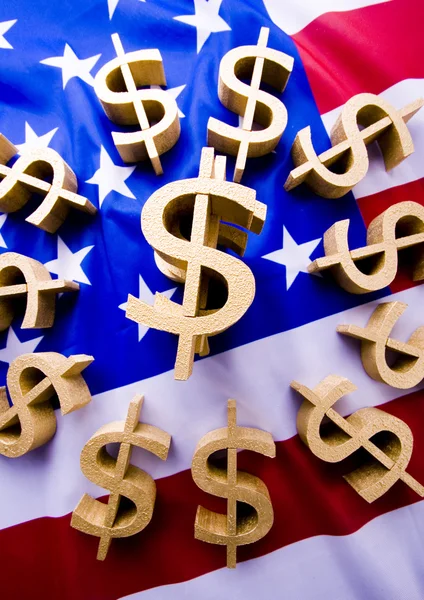 U.S.A flag & Dollar signs — Stock Photo, Image