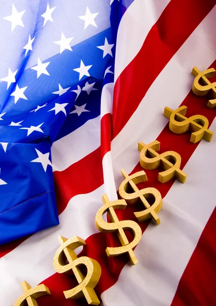 ABD bayrağı ve dolar işareti — Stok fotoğraf