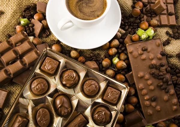 巧克力与咖啡 — 图库照片