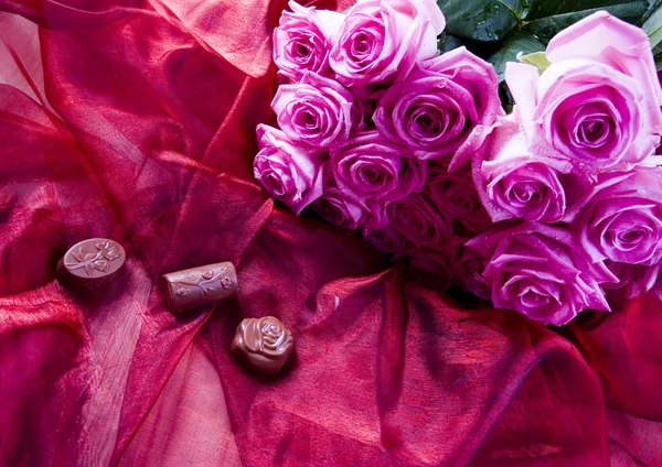 Chocolate & Rosas — Foto de Stock