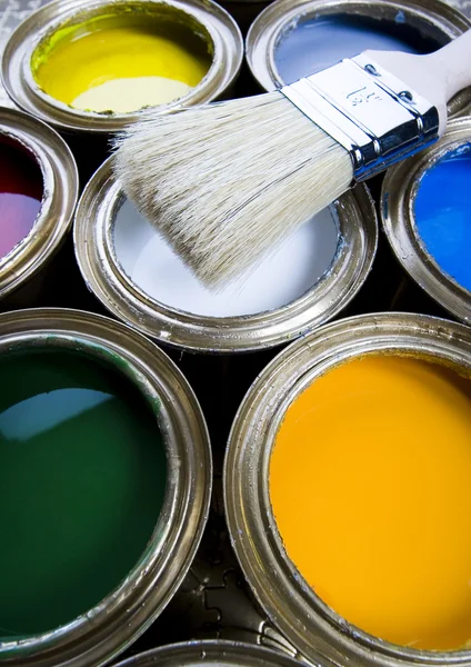 Paints and brush — Stock Photo, Image