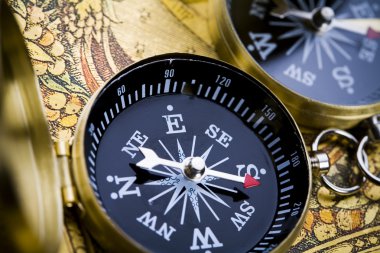 eski stil pusula ve harita