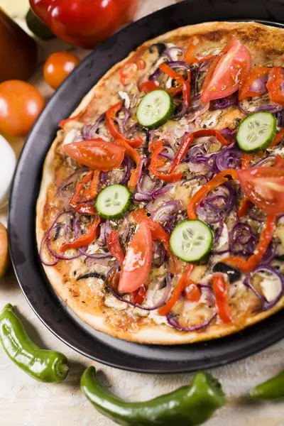 Πίτσα με λαχανικά — Φωτογραφία Αρχείου