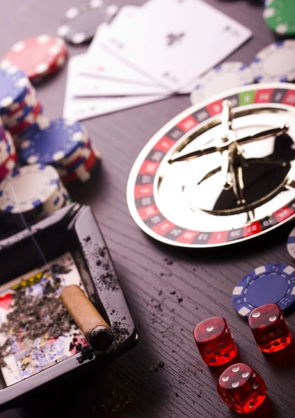 Casino objects and cigar — Stock Photo, Image