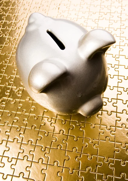 Silver piggy bank — Stock Photo, Image
