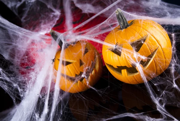 Jack effrayant, citrouille d'Halloween et araignée — Photo