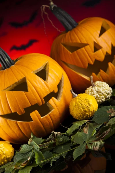 Abóbora de cara engraçada, Halloween — Fotografia de Stock