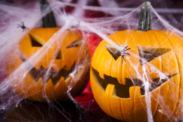 Jack spaventoso, zucca di Halloween e ragno — Foto Stock